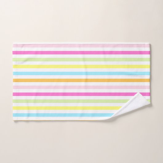 Vertikale Streifen in mehrfarbigen Pastellfarben Badhandtuch Set (Handtuch)