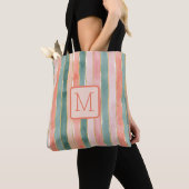 Vertikale Streifen in Pfirsichfarbe Block Monogram Tasche (Von Nahem)