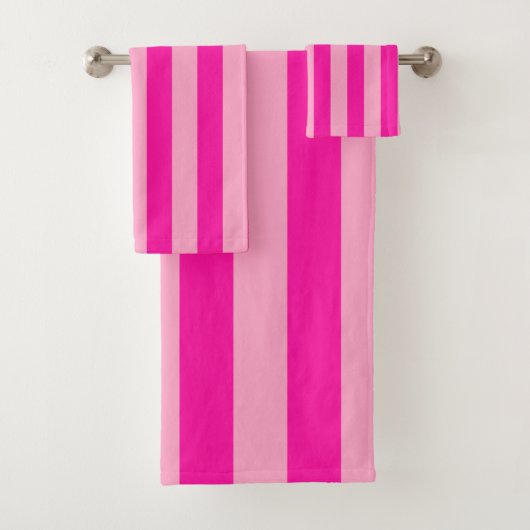 Vertikale Streifen in rosa Badhandtuch Set (Insitu)
