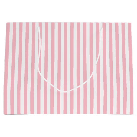 Vertikale Streifen in rosa und weißem Medium Große Geschenktüte (Vorderseite)