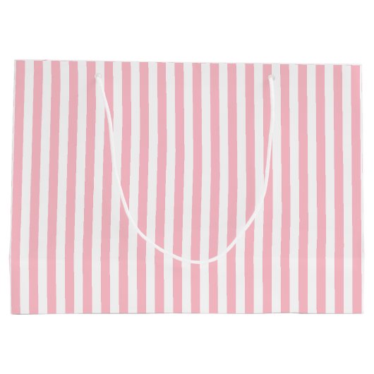 Vertikale Streifen in rosa und weißem Medium Große Geschenktüte (Rückseite)