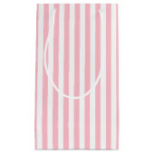 Vertikale Streifen in rosa und weißem Medium Kleine Geschenktüte (Vorderseite)