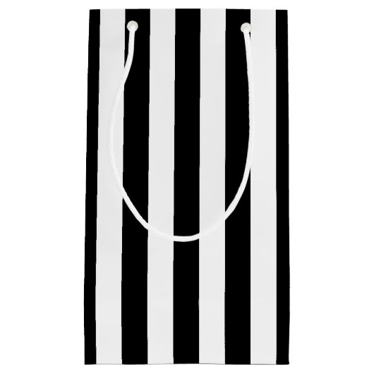 Vertikale Streifen in Schwarz und Weiß Kleine Geschenktüte (Vorderseite)