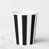 Vertikale Streifen in Schwarz und Weiß Pappbecher (Rückseite)