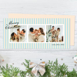 Vertikale Streifen mit Creme und blauem Chic 3 Fot