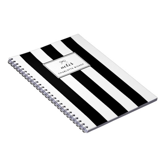Vertikale Streifen mit schwarzem und weißem Chic P Notizblock (Rechte Seite)