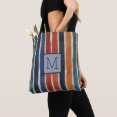 Vertikale Streifen Navy Farbbblock Monogramm Tasche (Von Nahem)