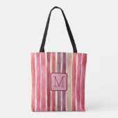 Vertikale Streifen Pflaumenfarbe Block Monogramm Tasche (Rückseite)