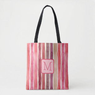 Vertikale Streifen Pinks Farbblock Monogramm Tasche