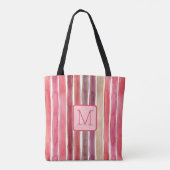 Vertikale Streifen Pinks Farbblock Monogramm Tasche (Rückseite)