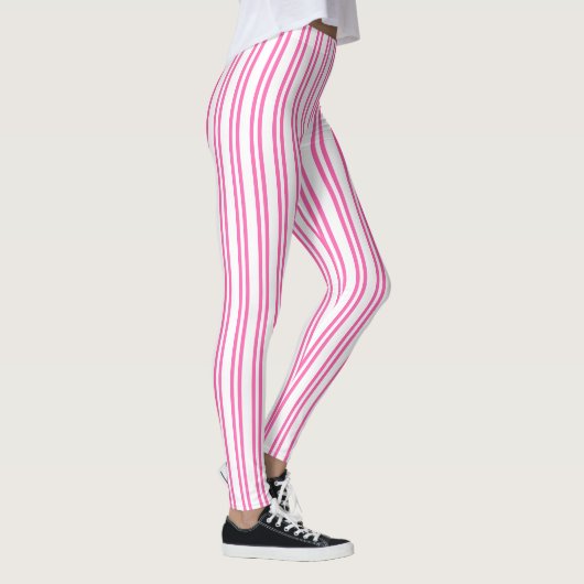 Vertikale Streifen Rosa Streifen Leggings (Rechts)