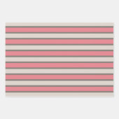 Vertikale Streifen rosa und grau Geschenkpapier Set (Vorderseite)