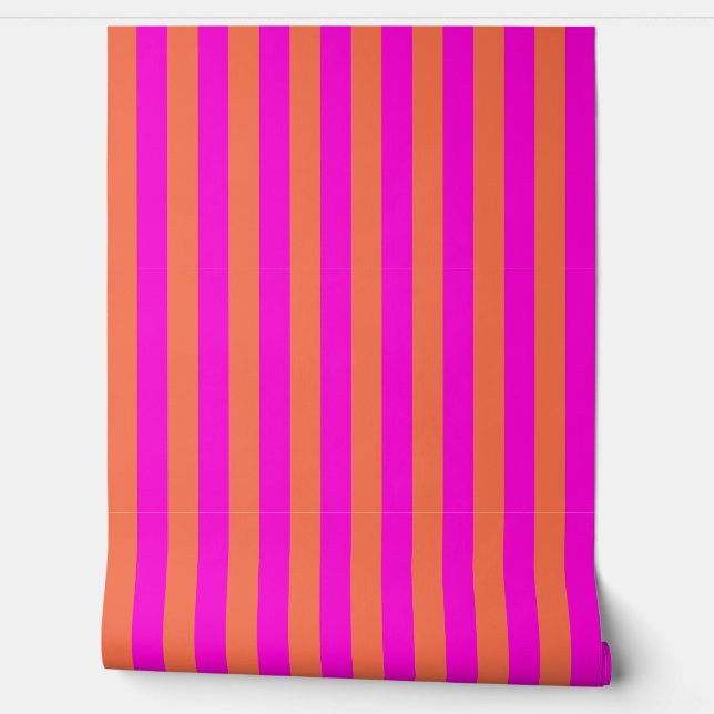 Vertikale Streifen Rosa und Orange Tapete (Abrollen)