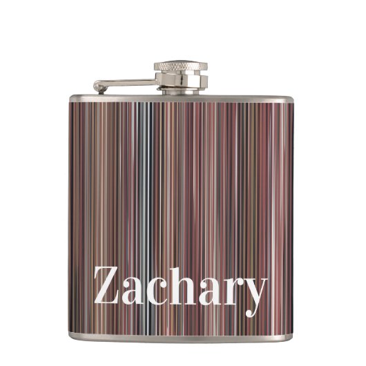 Vertikale Streifen schwarz, braun und weiß Flachmann (Vorderseite)