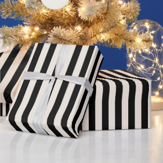 Vertikale Streifen schwarz und cremeweiß gestreift Geschenkpapier