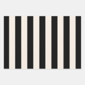 Vertikale Streifen schwarz und cremeweiß gestreift Geschenkpapier Set (Vorderseite)