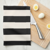 Vertikale Streifen schwarz und cremeweiß gestreift Geschirrtuch (Viertel Falte)