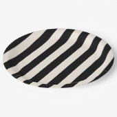 Vertikale Streifen schwarz und cremeweiß gestreift Pappteller (Schrägansicht)