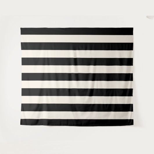 Vertikale Streifen schwarz und cremeweiß gestreift Wandteppich (Vorderseite (Horizontal))