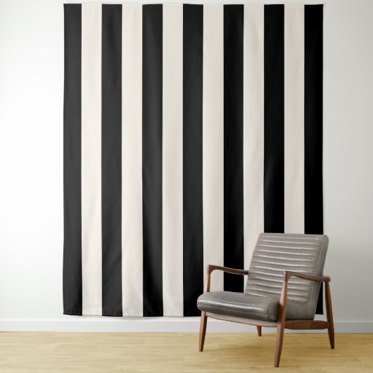 Vertikale Streifen schwarz und cremeweiß gestreift Wandteppich (Beispiel)