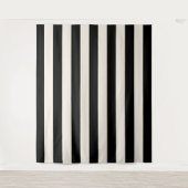 Vertikale Streifen schwarz und cremeweiß gestreift Wandteppich (Vorderseite)