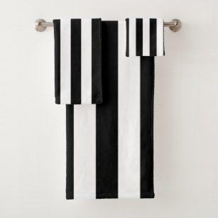 Vertikale Streifen schwarz und weiß gestreift Badhandtuch Set