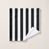 Vertikale Streifen schwarz und weiß gestreift Badhandtuch Set (Waschlappen)