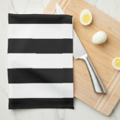 Vertikale Streifen schwarz und weiß gestreift Geschirrtuch (Viertel Falte)