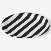 Vertikale Streifen schwarz und weiß gestreift Pappteller (Schrägansicht)