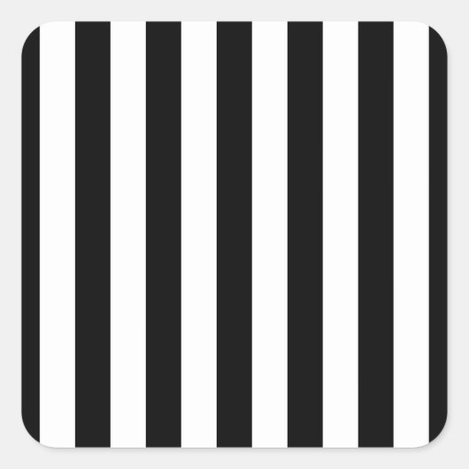 Vertikale Streifen schwarz und weiß gestreift Quadratischer Aufkleber (Vorderseite)