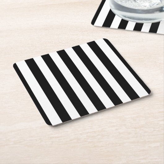 Vertikale Streifen schwarz und weiß gestreift Rechteckiger Pappuntersetzer (angewinkelt)