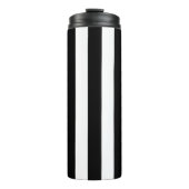 Vertikale Streifen schwarz und weiß gestreift Thermosbecher (Vorderseite)