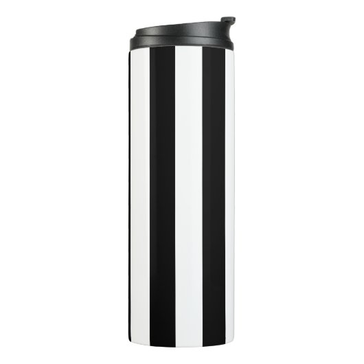 Vertikale Streifen schwarz und weiß gestreift Thermosbecher (Nach links gedreht)
