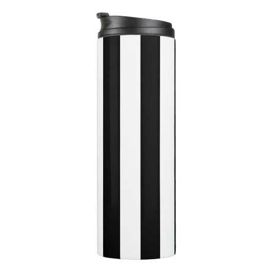 Vertikale Streifen schwarz und weiß gestreift Thermosbecher (Nach rechts gedreht)