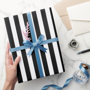 Vertikale Streifen Schwarz-Weiß-Gestreift Geschenkpapier