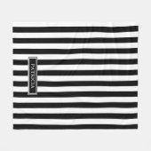 Vertikale Streifen-Schwarzweiss-individueller Name Fleecedecke (Vorderseite (Horizontal))