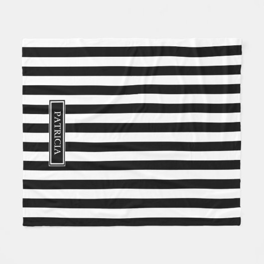 Vertikale Streifen-Schwarzweiss-individueller Name Fleecedecke (Vorderseite (Horizontal))