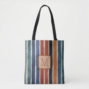 Vertikale Streifen Tan-Farbblock-Monogramm Tasche