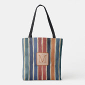Vertikale Streifen Tan-Farbblock-Monogramm Tasche (Rückseite)