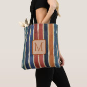 Vertikale Streifen Tan-Farbblock-Monogramm Tasche (Von Nahem)