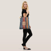 Vertikale Streifen Tan-Farbblock-Monogramm Tasche (Am Model)