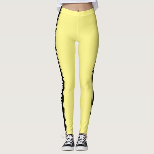 Vertikale Streifen Textdesign Sportgeräte Leggings (Vorderseite)