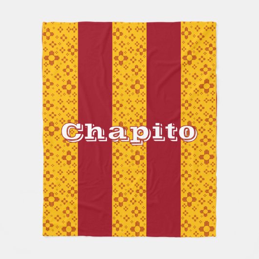 Vertikale Streifen Zia Sun Red Yellow New Mexico Fleecedecke (Vorderseite)