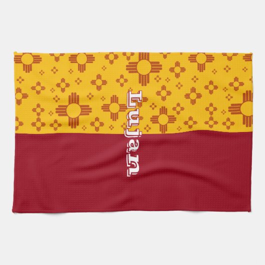 Vertikale Streifen Zia Sun Red Yellow New Mexico Geschirrtuch (Horizontal)