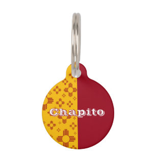 Vertikale Streifen Zia Sun Red Yellow New Mexico Haustiermarke