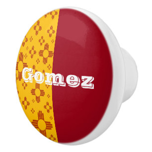 Vertikale Streifen Zia Sun Red Yellow New Mexico Keramikknauf