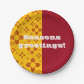 Vertikale Streifen Zia Sun Red Yellow New Mexico Pappteller (Vorderseite)