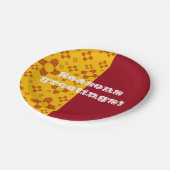 Vertikale Streifen Zia Sun Red Yellow New Mexico Pappteller (Schrägansicht)