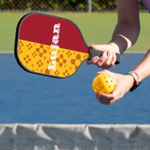 Vertikale Streifen Zia Sun Red Yellow New Mexico Pickleball Schläger