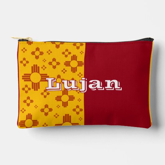 Vertikale Streifen Zia Sun Red Yellow New Mexico Zubehörtasche (Vorderseite)